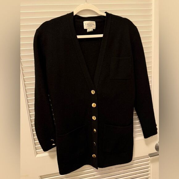 Carroll Reed Vintage 100% Merino Wool Cardigan with Gold Buttons, Size M - Picture 1 of 8